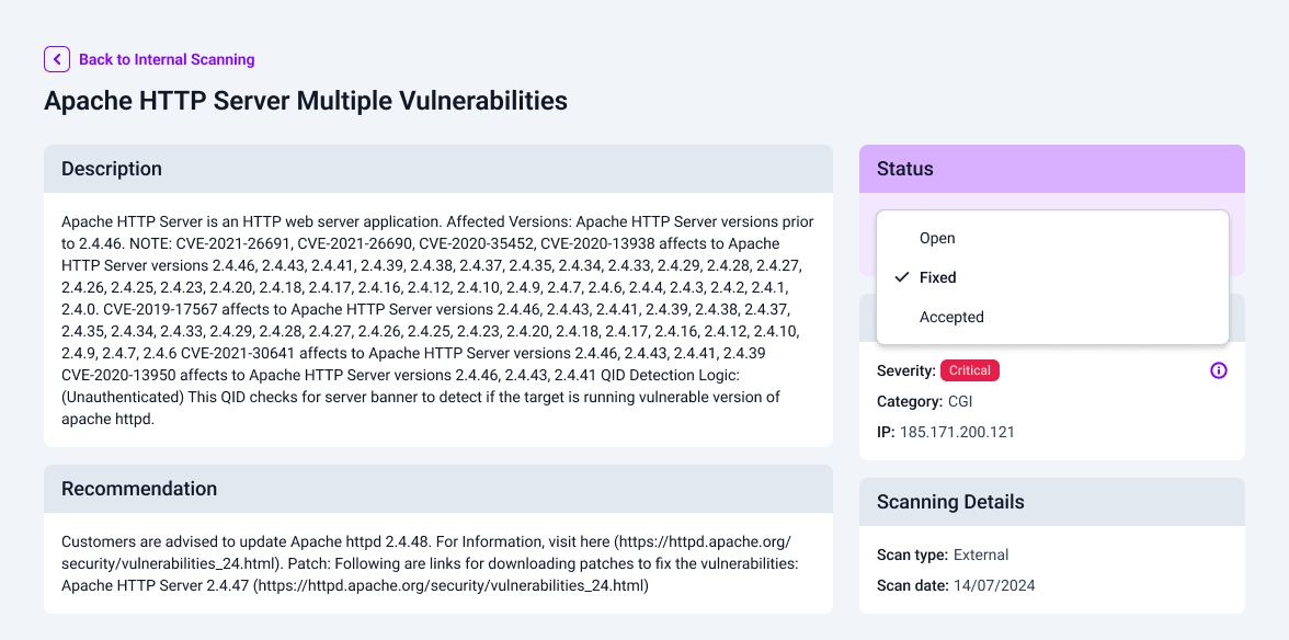 Internal scanning vulknerbilituy